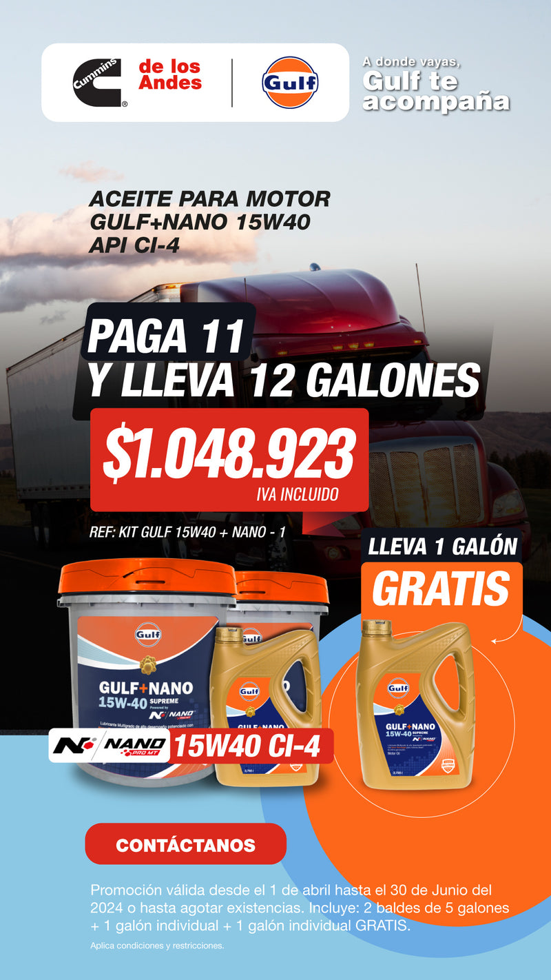 Aceite para motor Gulf + Nano 15w40 Cl-4